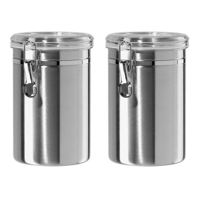 China Freshness Preservation 2 Piece Airtight Stainless Steel Canister Set 36oz Food Storage Container For Kitchen Countertop for sale