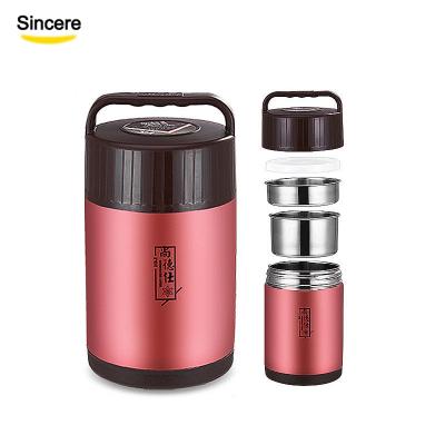 China Freshness Preservation Insulated Stainless Steel Lunch Box Food Container Tiffin Box Thermal Thermos Food Jar Red for sale