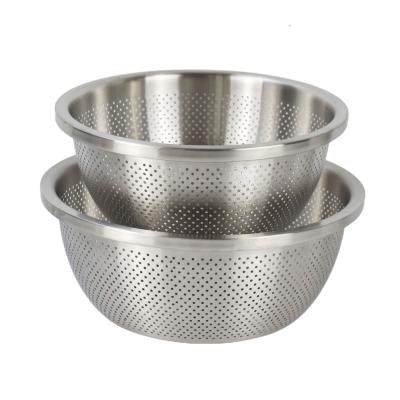 China 18/8 High Quality Stainless Steel Colander Bowl Viable Brushing Polishing Folding Set for sale