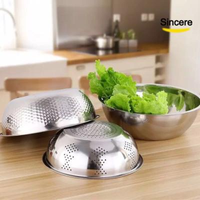 China 2021 Hot Sale Colorful Stainless Steel Rice Whitening Bowl Basket Sustainable Set Of 3 for sale