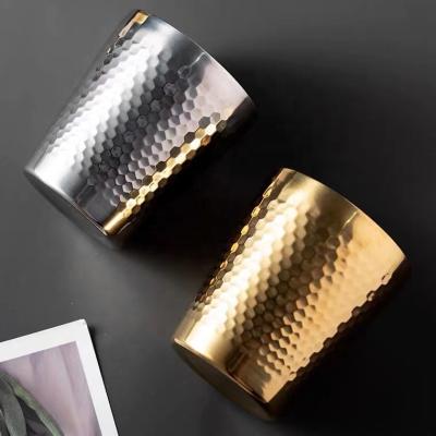 China Durable Gold Color 10oz 300ML Stainless Steel Double Wall Hammered Tumbler Mug Cup for sale