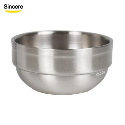 China 10cm 14cm Diameter Matt Restaurant Serving 304 Stainless Steel Double Wall Rice Bowl Soy Sauce Viable Dish for sale