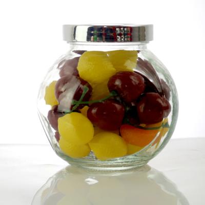 China Fruit Planar Shape Wholesale Glass Jars Storage Tank Drum Shape Confection Food for sale