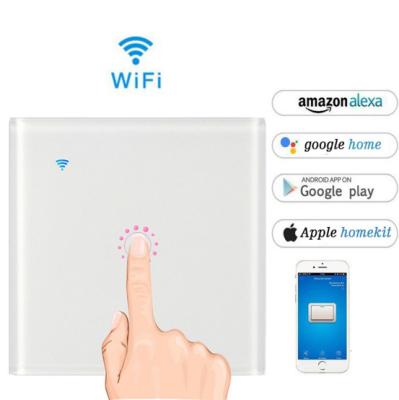 China Home Automation EU Wifi Controlled Smart Voice Control Smart Switch Touch Wall Lamp Switch With Timing Function 220V for sale