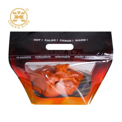 China Custom Handheld Hole Roast Chicken Packaging Bag Plastic Roast Grilled Chicken Bag With Zipper for sale