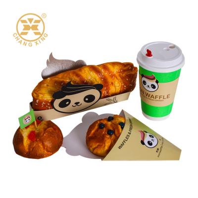 China Custom Printed Snack Packaging Set Food Bag Bread Box Beverage Cup Set For Food Packaging Decoration for sale