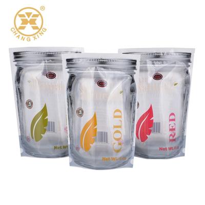 China las bolsas de papel de 1kg BOPP Matt Finish Zip Lock Resealable con la ventana para el polvo del té se levantan en venta