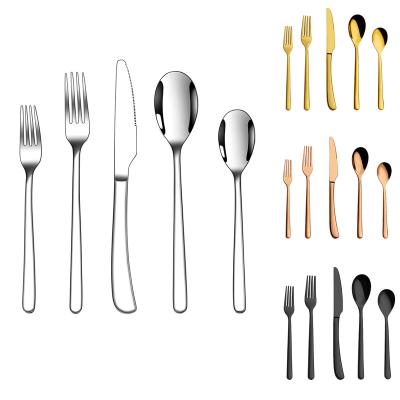 China Sustainable Amazon Hot Sale Stainless Steel Spoon and Fork Sets Flatware Silverware Bulk Wedding Home Hotel Silver Cutlery Set for sale