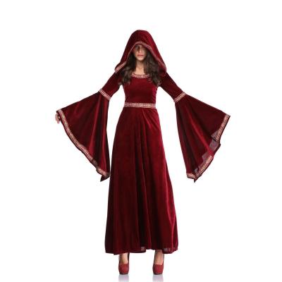 China New Costumes Halloween Red Wine Vampire Wizard Dresses Retro Adult Halloween Dress Up Dresses for sale