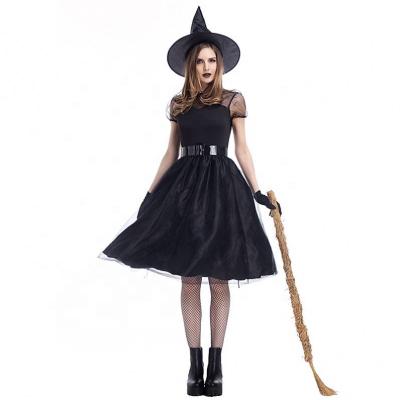 China Halloween Costumes Black Witch Party Costume Night Ghost Game Costume Witch Halloween Apparel for sale