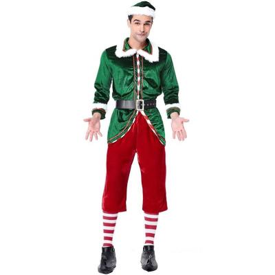 China Costumes Long Sleeve Santa Claus Costume Thickened Adult Male Party Elf Costume With Free Socks for sale