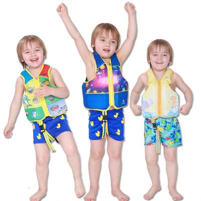 China Polyester Children's Sleeveless Buoyancy Suit Swimming Vest Cartoon Learning Foam Buoyancy Swimsuit for sale