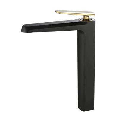 China Electric Faucets New Design Black Glod Finished Brass Basin Water Faucet Made In China for sale