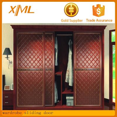 China Antique Leather Wardrobe Sliding Door Wardrobe for sale