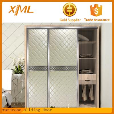 China Modern Leather Wardrobe Sliding Door Wardrobe for sale