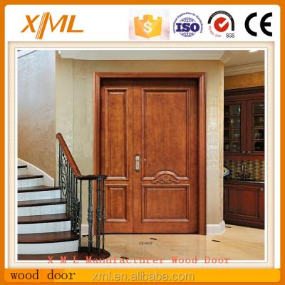 China Swing Entry Double Leaf Door Teak Solid Wood Door With Hand Caving Design for sale