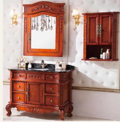 China Antique Red Oak Classic Design USA Bathroom Cabinet Set for sale