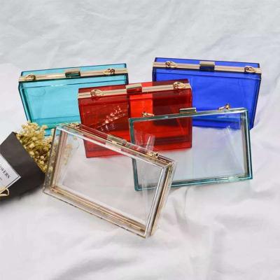 China New high quality clutch square small shoulder bag acrylic transparent clear color even the dinner bag for sale