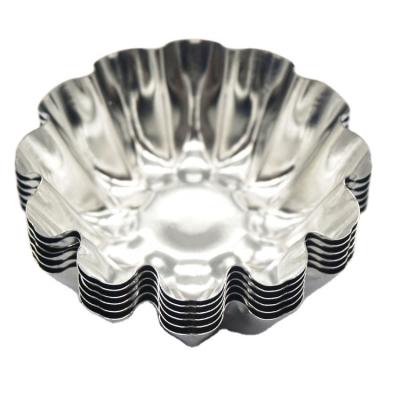 China Viable Stainless Steel Round Fluted Flower Shape Mini Tart Pans Mini Cupcake Biscuit Pudding Mold Muffin Baking Cup for sale