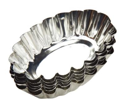 China Viable Stainless Steel Mini Fluted Oval Shape Egg Pulse Molds Fruit Dessert Pie Mold Baking Tools for sale