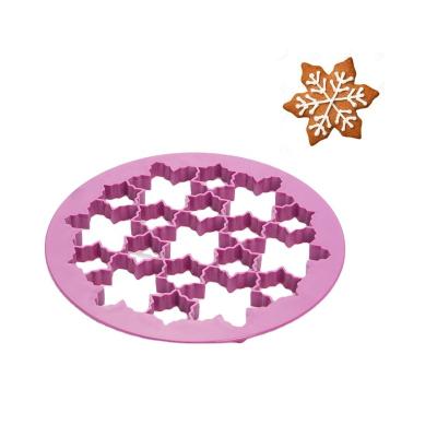 China Sustainable Christmas Snowflake Cookie Cutters Molds Plastic Cake Mold Cookie Plunger Cutter for sale