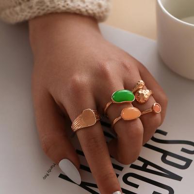 China Luxury Vintage Women Rings Sets Fashion Finger Ring Sets 5 Pcs /set Gemstone Rings For Girls for sale