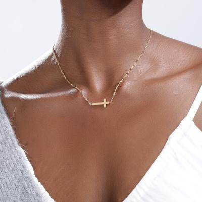 China TRENDY Wholesale Women Clavicle Chain Fashion Stainless Steel Cross Cross Pendant Necklaces for sale