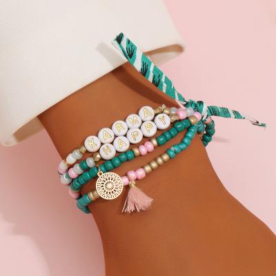 China New Vintage Style Boho Bracelets Set Fashion Tassel Bracelet Glass Seed Bead Charms Beaded Bracelets For Women And Girls for sale