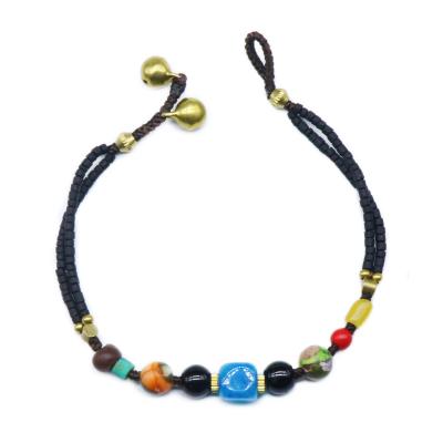 China Fashionable Bohemian Style Jewelry Handmade Seed Beads Colorful Bells Agate Pendant Bracelet for sale