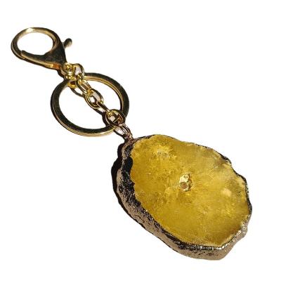 China Main Pendant/Bags; Gift New Arrivals Jade Key Chains Multicolored Electroplated Irregular Stone Gemstone Healing Keychains for sale