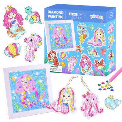 China New Cartoon Design Children's DIY Keychains Sticker Imagination DIY Dangle Mermaid 5D Diamond Painting Kit For Kids for sale