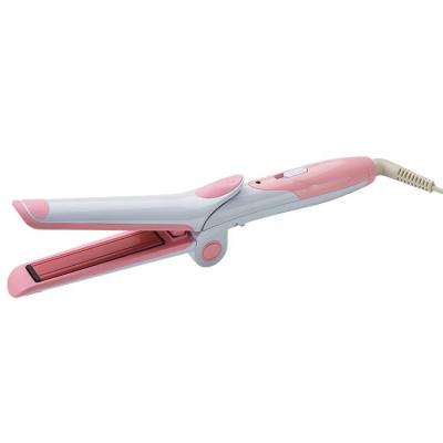 China Multifunctional Hair Straightener Hair Curler Ready To Ship Electric Foldable Hair Curler Pink Flat Iron Ceramic Customized Hair Straightener for sale