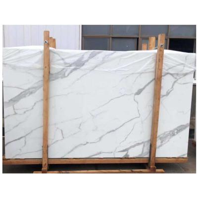 China Modern Pure White Calacatta Veins Nano Crystallized Glass Panel for sale