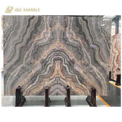 China Chinese factory clean interior decoration Yinxun Palissandro quarry roman printing slab big marble nature blue gray marble stone match book for sale