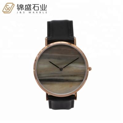 China Water Resistant Rose Gold Case Wooden Watch Japan Marble Movement With Genuine Leather Watch Band for sale