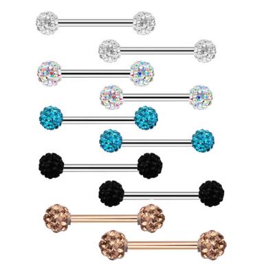 China Non - Allergic Free Titanium Rebate Nipple Rings Crystal Clay Ball Barbell Fashion Body Jewelry Allergenic Puncture for sale