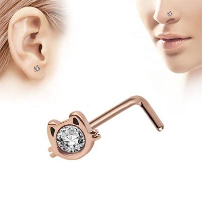 China Non - Allergenic Zircon 7 Shaped Piercing Studs Fake Nose Ring Body Jewelry Piercing Ear Ring Surgical Steel for sale