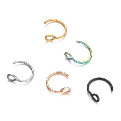 China Non - Allergenic Fashion Style Fake Face Clip On Nose Rings Body Piercing Jewelry For Cool Guy for sale