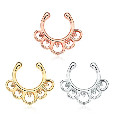 China Cute Punk U Shape 316l Stainless Steel Jewelry Fake Piercing Non Pierced No Piercing Nose Ring Cuff Septum Nose Cuff for sale