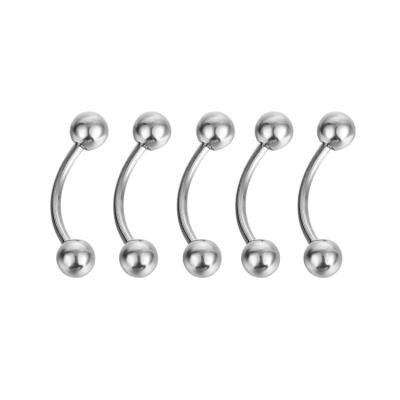 China Non - Allergenic 18ga Curved Barbell Non-Allergy 316L Steel Body Jewelry Titanium Surgical Eyebrow Piercing Ring for sale