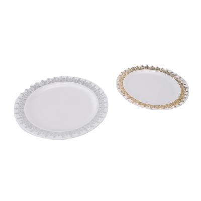 China China Disposable Custom Round Mounted Disposable Gold Cutlery PS Plate With Hot Stamping 50pcs 7.5