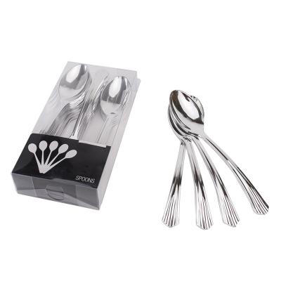 China Disposable Professional Custom Silver PS Tableware Disposable Plastic Cutlery Set for sale