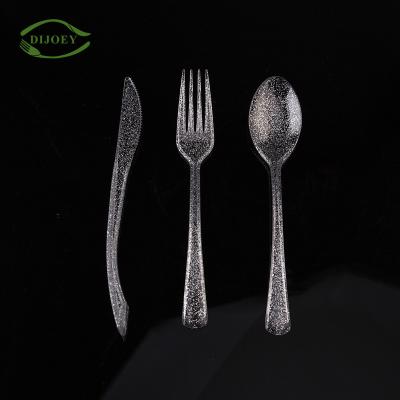 China Wedding Disposable Plastic Disposable PS Clear Knife Spoon And Fork Cutlery Set for sale