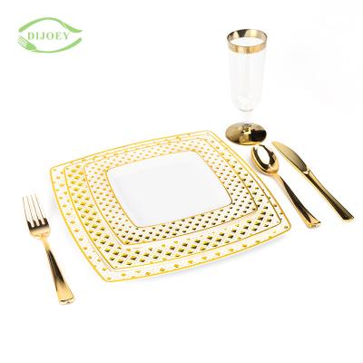 China Gold Factory Wholesale Disposable Cutlery Dish Plastic Disposable Dinnerware 50pcs 7.5