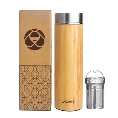 China PORTABLE Double Wall Coffee Camping Travel Hot Water Bottle Mug Maker Stainless Steel Bamboo Mugs Sublimacion Water Bottle for sale