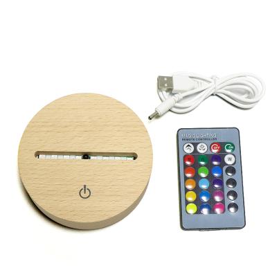 China Wholesale Modern 16 Colors RGB Night Light Stand Lamp Wooden Remote Control Low Led Acrylic Stand With Battery Box for sale