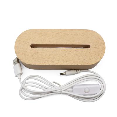 China Factory Outlet Modern Battery Operated Led Light Base LED Light Oval Wooden Base for sale