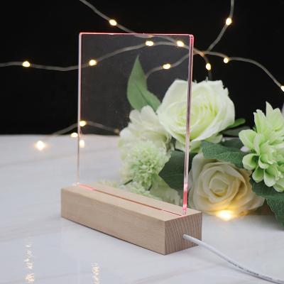 China New Modern DIY Style Lamp Rectangle RGB Acrylic Wood Night Light Led Mood Light For Bedroom Decor for sale