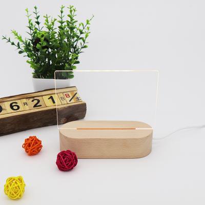 China Wholesale Customized Modern White DIY Oval Wooden Led Acrylic Lamp Kids Lamp 3D Night Light Base Light Base for sale