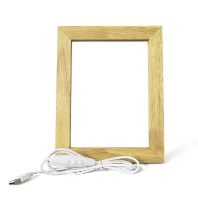 China 2021 Modern Gift Light USB Led Wooden Photo Frame Night Lamp For Acrylic for sale